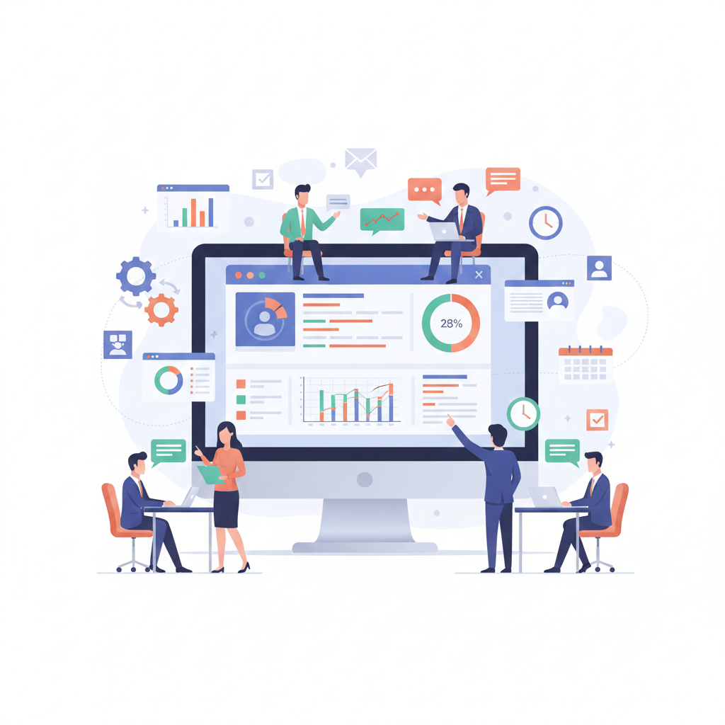 Modern business workflow and productivity tools including project management, automation, collaboration, and analytics software