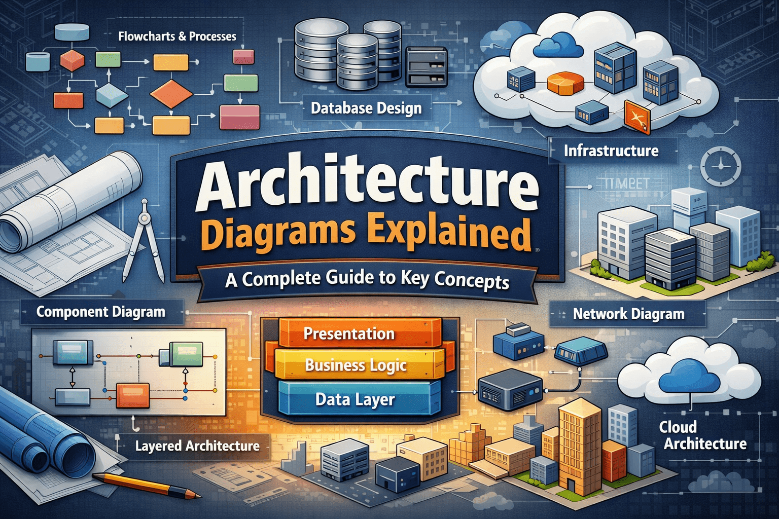 Architecture diagrams explained showing system components and data flow